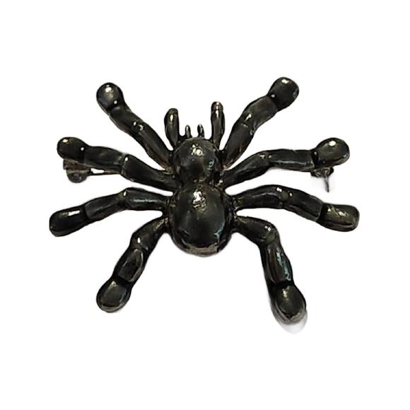 Halloween Black Enamel SPIDER Brooch 2" Tall - Picture 8 of 10
